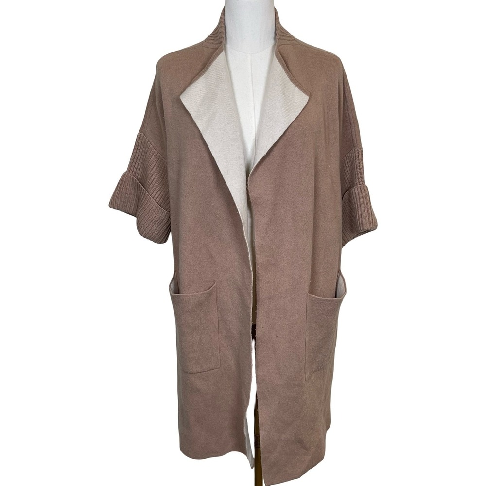 J.McLaughlin Duster Cardigan Sweater Women S Tan Cashmere Wool Open Front